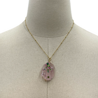 Pink Rosey Blingy Necklace AKA Necklaces Cerese D, Inc. Gold  