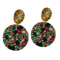 Flash Crystal Pink Green Earring Earrings Cerese D, Inc. Gold Post Top  