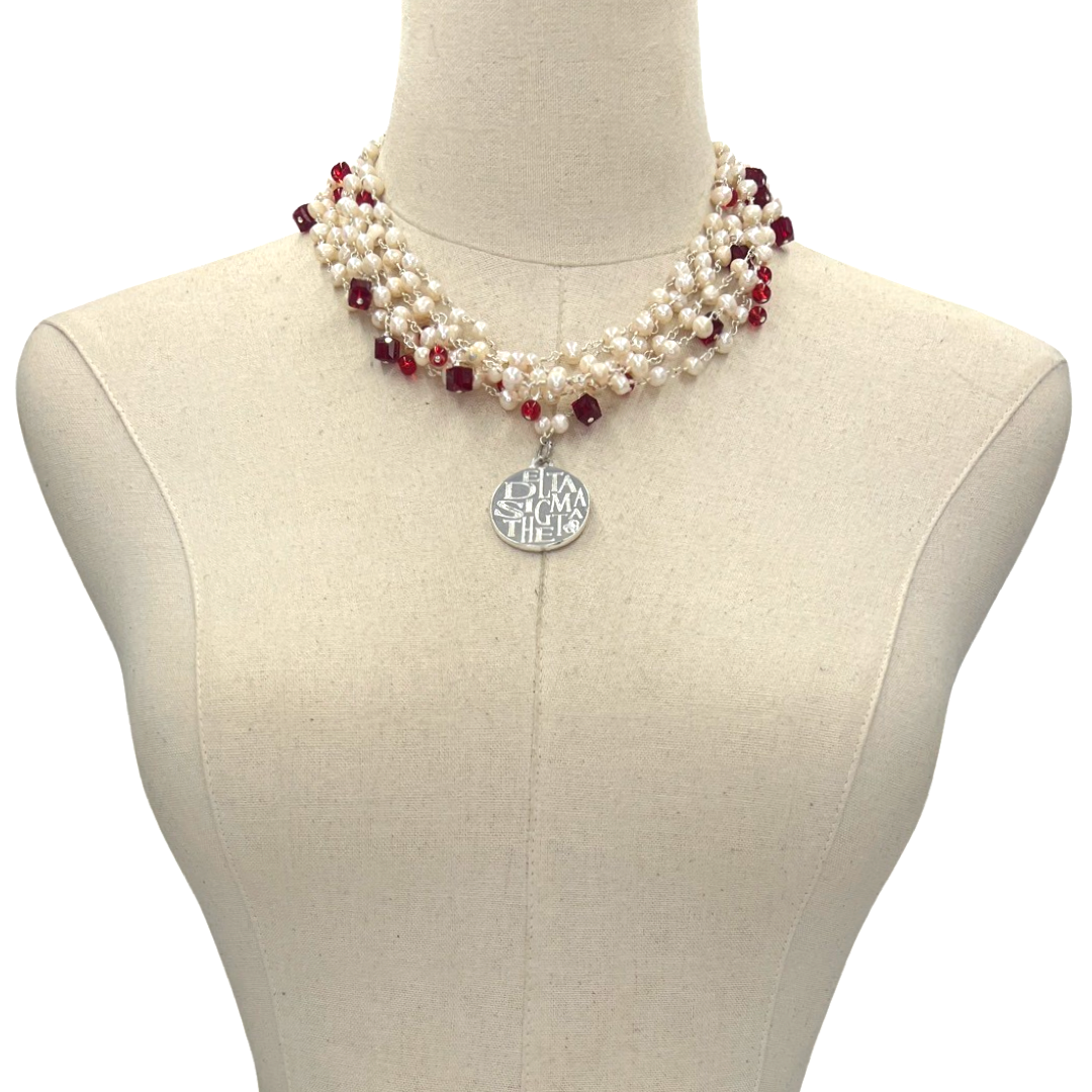 Delta Petite Pearls Necklace DELTA Necklaces Cerese D, Inc. Silver  