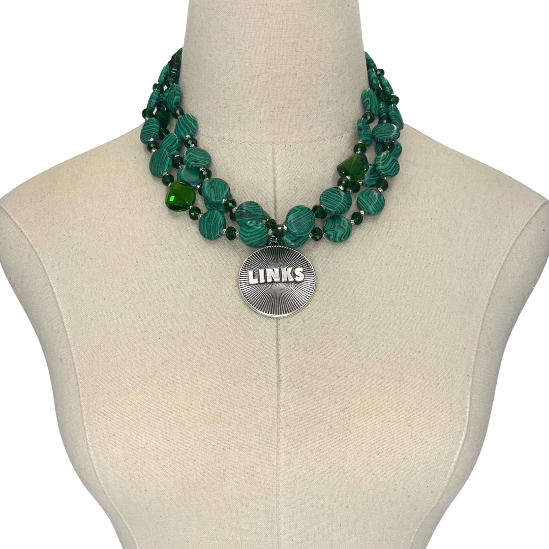 Links Mala Green Necklace LINKS Necklaces Cerese D, Inc.   