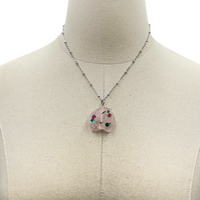 Pink Rosey Blingy Necklace AKA Necklaces Cerese D, Inc. Silver  