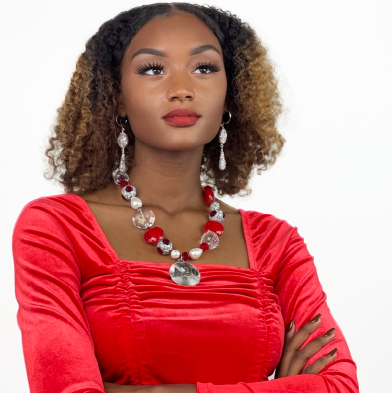 Delta Sigma Theta Red Foil, Shell Pearl, Bling