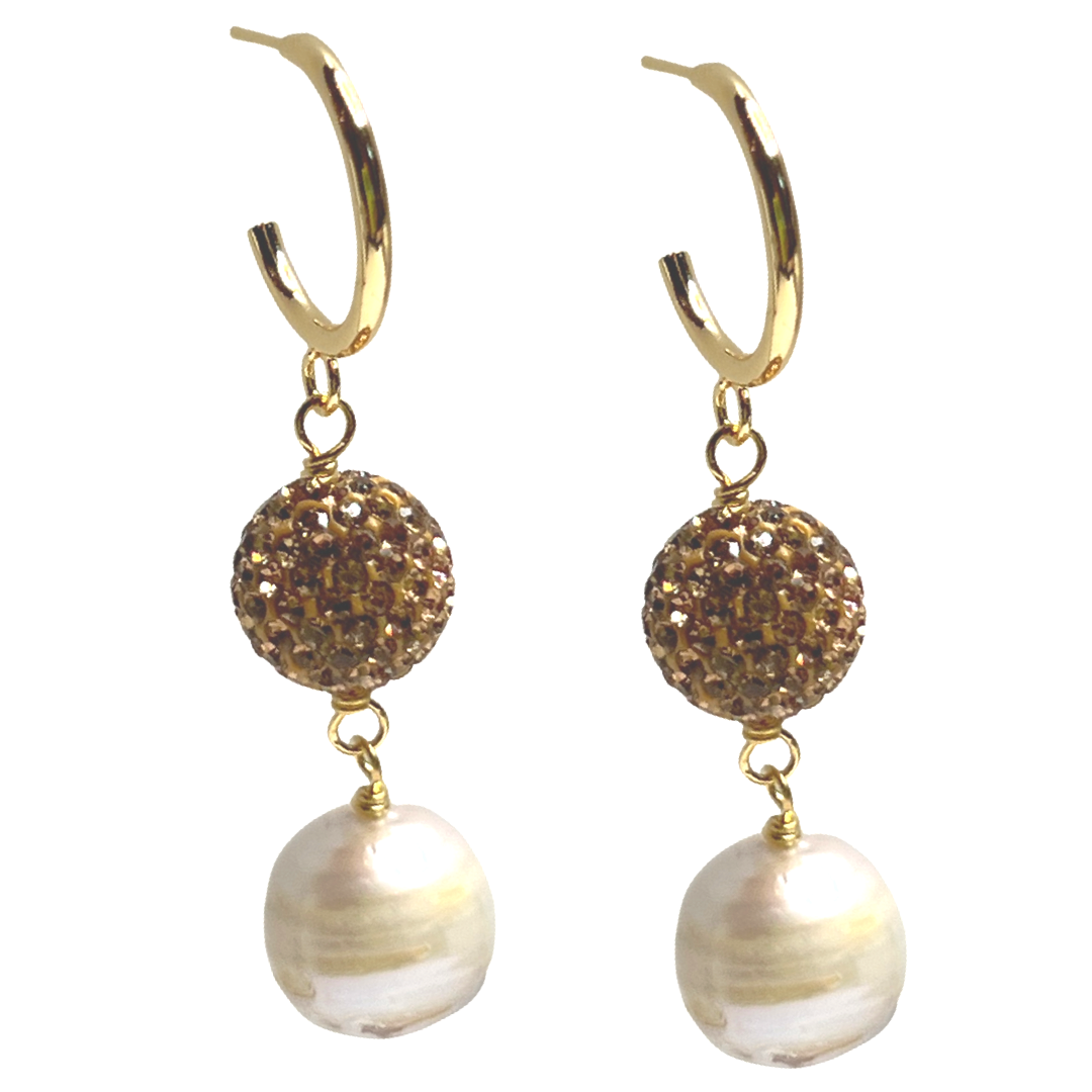 Rich Black Pearl Earring Earrings Cerese D, Inc. Gold  