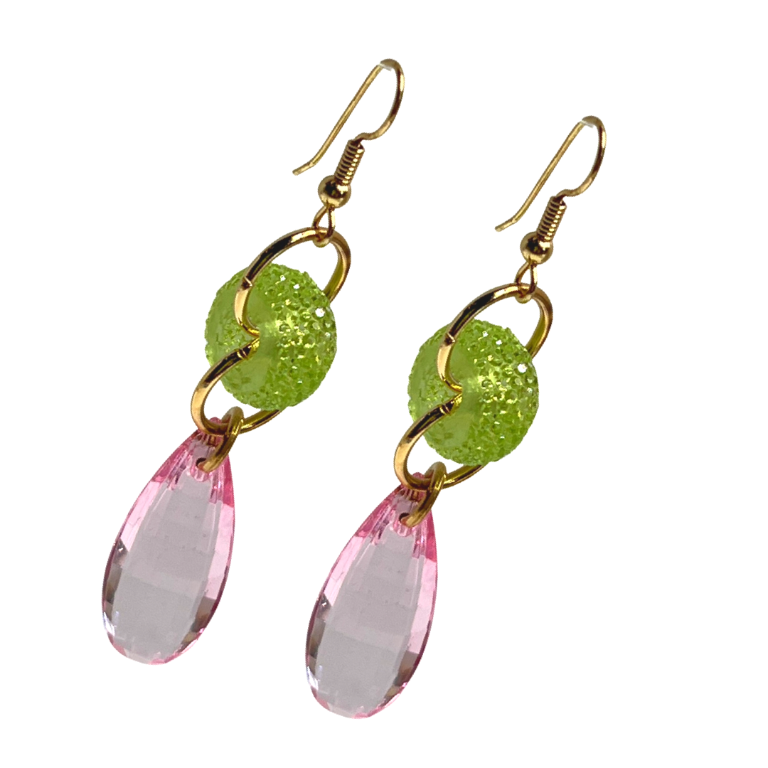 AKA Pink Drop Earring AKA Earrings Cerese D Jewelry Gold  