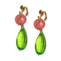 AKA Green Drop Earring AKA Earrings Cerese D Jewelry Gold Clip-On  