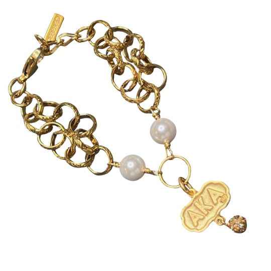 AKA Classic 2 Pearl Bracelet AKA Bracelets Cerese D, Inc. Gold  