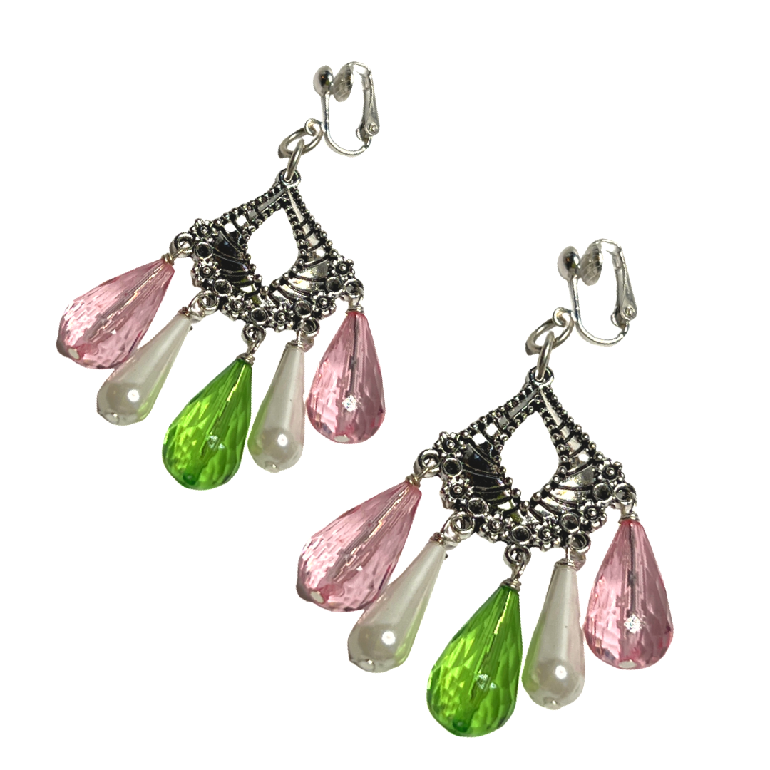 AKA Chandelier Silver Earrings AKA Earrings Cerese D, Inc. CLIP-ON  