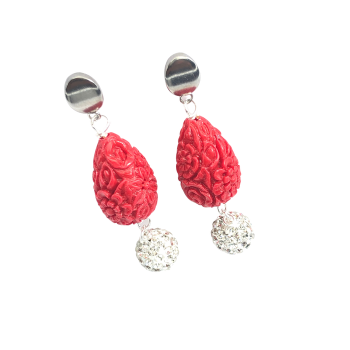 Red Grain Earrings Delta Earrings Cerese D, Inc. Silver  