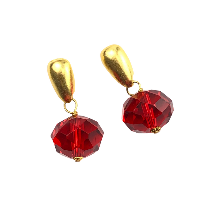 Red Craze Earrings Delta Earrings Cerese D, Inc. Gold  