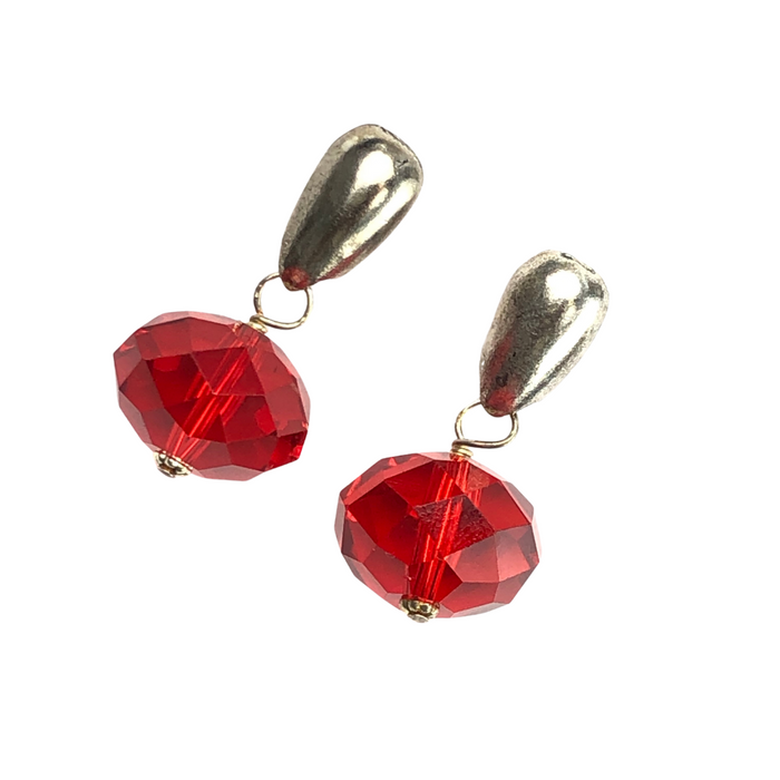 Red Craze Earrings Delta Earrings Cerese D, Inc. Silver  