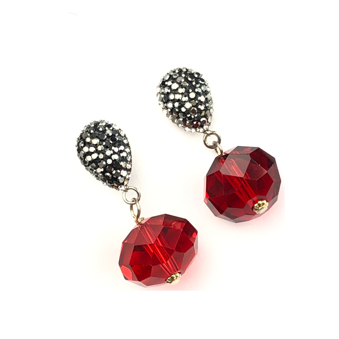 Red High Earring Delta Earrings Cerese D, Inc. Silver  