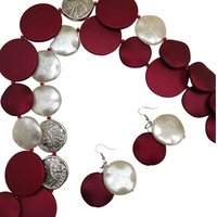 Delta Brilliant Red Faux Leather DELTA Necklaces Cerese D, Inc. Silver  