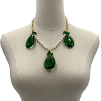 Sublime Beauty Necklace Necklaces Cerese D, Inc. Gold Green 