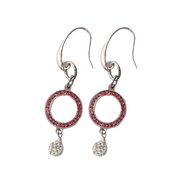Pink Panther Crystal Earrings Earrings Cerese D, Inc. Silver  