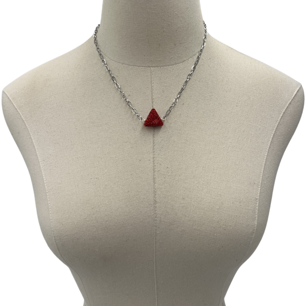 Pyramid Goddess Red Pave Necklace DELTA Necklaces Cerese D Jewelry Silver  
