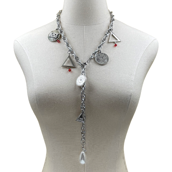 Delta Charm Lariat Necklace DELTA Necklaces Cerese D, Inc. SILVER  
