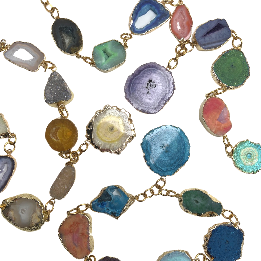 Colette Vivid Agate Druze Necklace Necklaces Cerese D, Inc.   