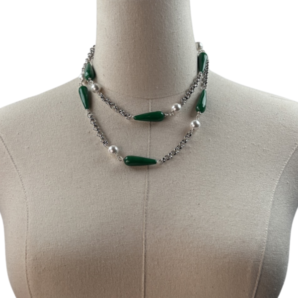 Green Droplet Necklace LINKS Necklaces Cerese D, Inc.   