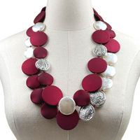 Delta Brilliant Red Faux Leather DELTA Necklaces Cerese D, Inc.   
