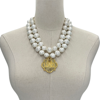 Links Classic Pearl Double Necklace LINKS Necklaces Cerese D Gold Shield DBL 