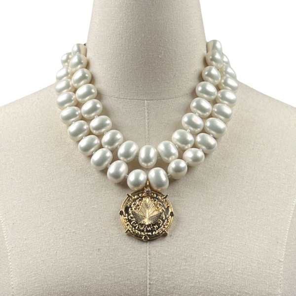 AKA Classic Pearl Double Necklace AKA Necklaces Cerese D Jewelry Gold Ivy Trust DBL 