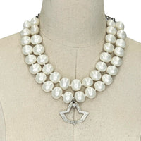 AKA Classic Pearl Double Necklace AKA Necklaces Cerese D Jewelry Silver Open Ivy 