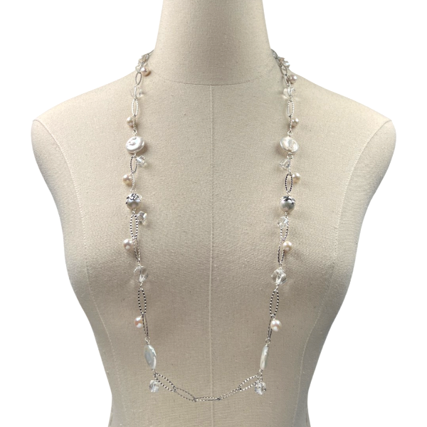 Little Feather Alluring Pearl Necklace Necklaces Cerese D, Inc. Silver  