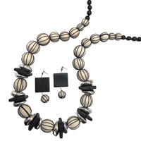 Cari Wood Stripe Necklace Set Closet Sale Cerese D, Inc.   