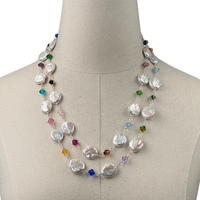 Skittle Pearl Necklace Necklaces Cerese D, Inc. Silver  