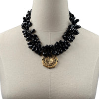 AKA Nadir Black Faceted Crystal Necklace AKA Necklaces Cerese D, Inc. Gold  