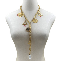 Delta Charm Lariat Necklace DELTA Necklaces Cerese D, Inc. GOLD  