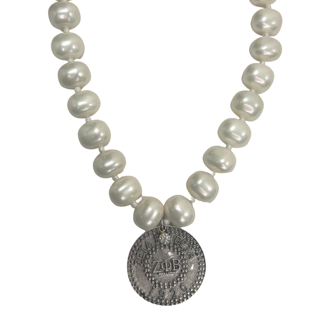 Zeta Classic Pearl Single Necklace Zeta Necklace Cerese D Jewelry   