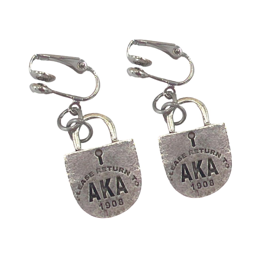 AKA Lock 1908 Earring AKA Earrings Cerese D, Inc. Silver Clip On 