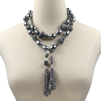 Crumbling Towers Necklace Necklaces Cerese D, Inc. Dark Grey  