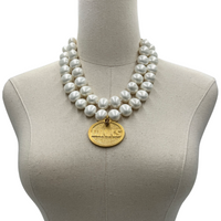 Links Classic Pearl Double Necklace LINKS Necklaces Cerese D Gold Oval DBL 