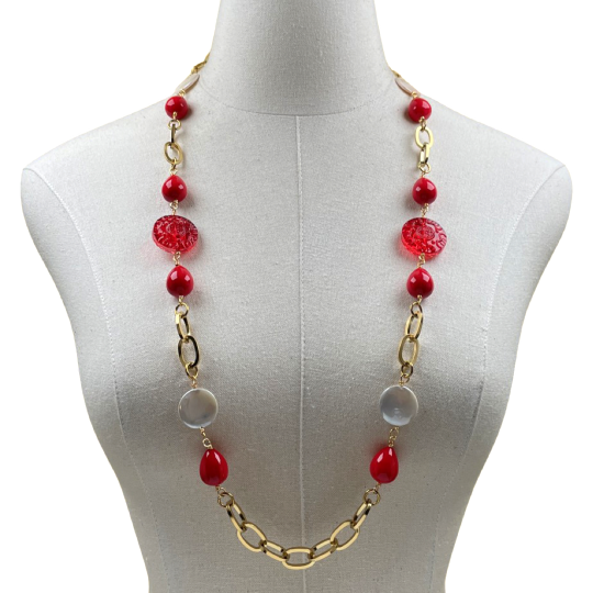 Delta Fantastic Red Necklace DELTA Necklaces Cerese D, Inc. Option B Gold 
