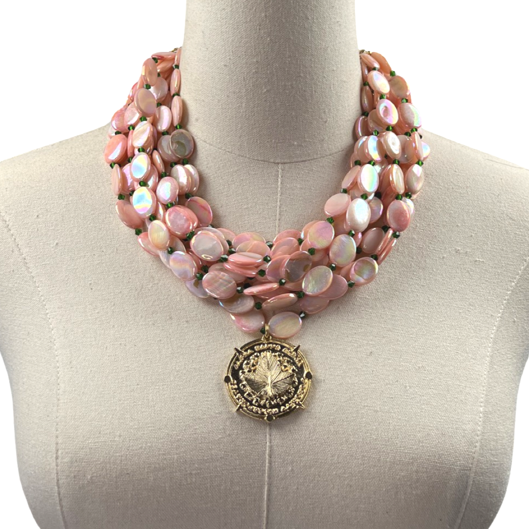 AKA Grandiose Pink Necklace AKA Necklaces Cerese D, Inc. Gold  