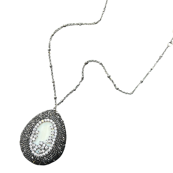 Mother of Pearl Pave Pendant Necklace AKA Necklaces Cerese D, Inc.   