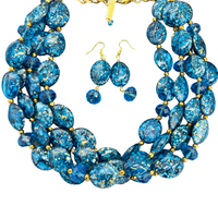 Maya Blue Necklace Necklaces Cerese D, Inc. Gold  