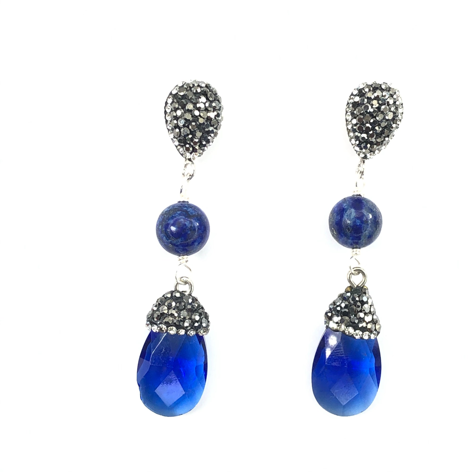 Lady's Love Earrings Earrings Cerese D, Inc. Lapis and Crystal Pave  