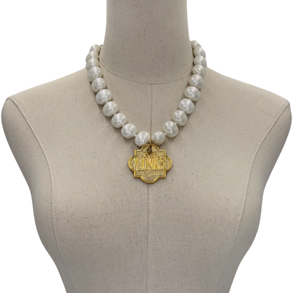 Links Classic Pearl Single Necklace LINKS Necklaces Cerese D Gold Shield 