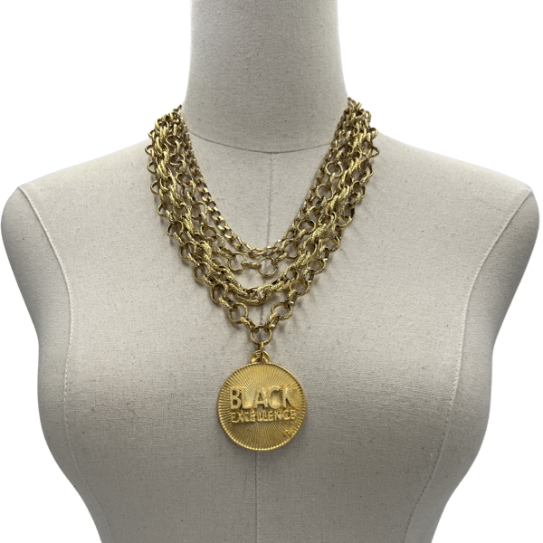 Black Classic Beat Necklace Black Excellence Cerese D, Inc. Gold  