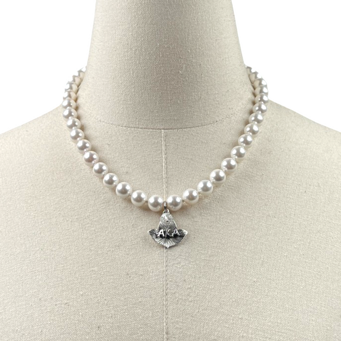 AKA Classic Pearl 10 Necklace AKA Necklaces Cerese D Jewelry Silver Leaf 