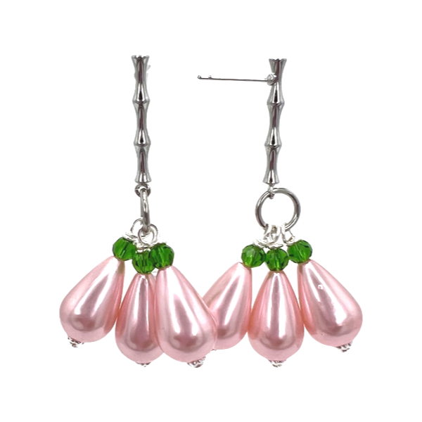Bamboo Pink Green Earring Earrings Cerese D, Inc. Silver  