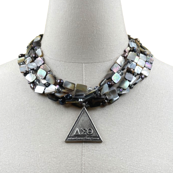 Silver Rectangular Mother of Pearl Multi Strand Necklace CLOSED Delta Cerese D, Inc.   