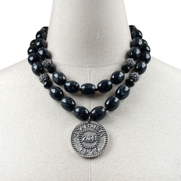 Zeta Black Acrylic Necklace Zeta Necklace Cerese D, Inc.   