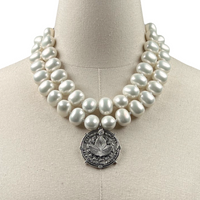 AKA Classic Pearl Double Necklace AKA Necklaces Cerese D Jewelry Silver Ivy Trust DBL 
