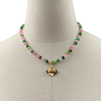 AKA Pink & Green Vibrant Necklace AKA Necklaces Cerese D, Inc. Option A Gold 