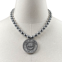 Zeta Dove Silver Hematite Necklace Zeta Necklace Cerese D Jewelry   