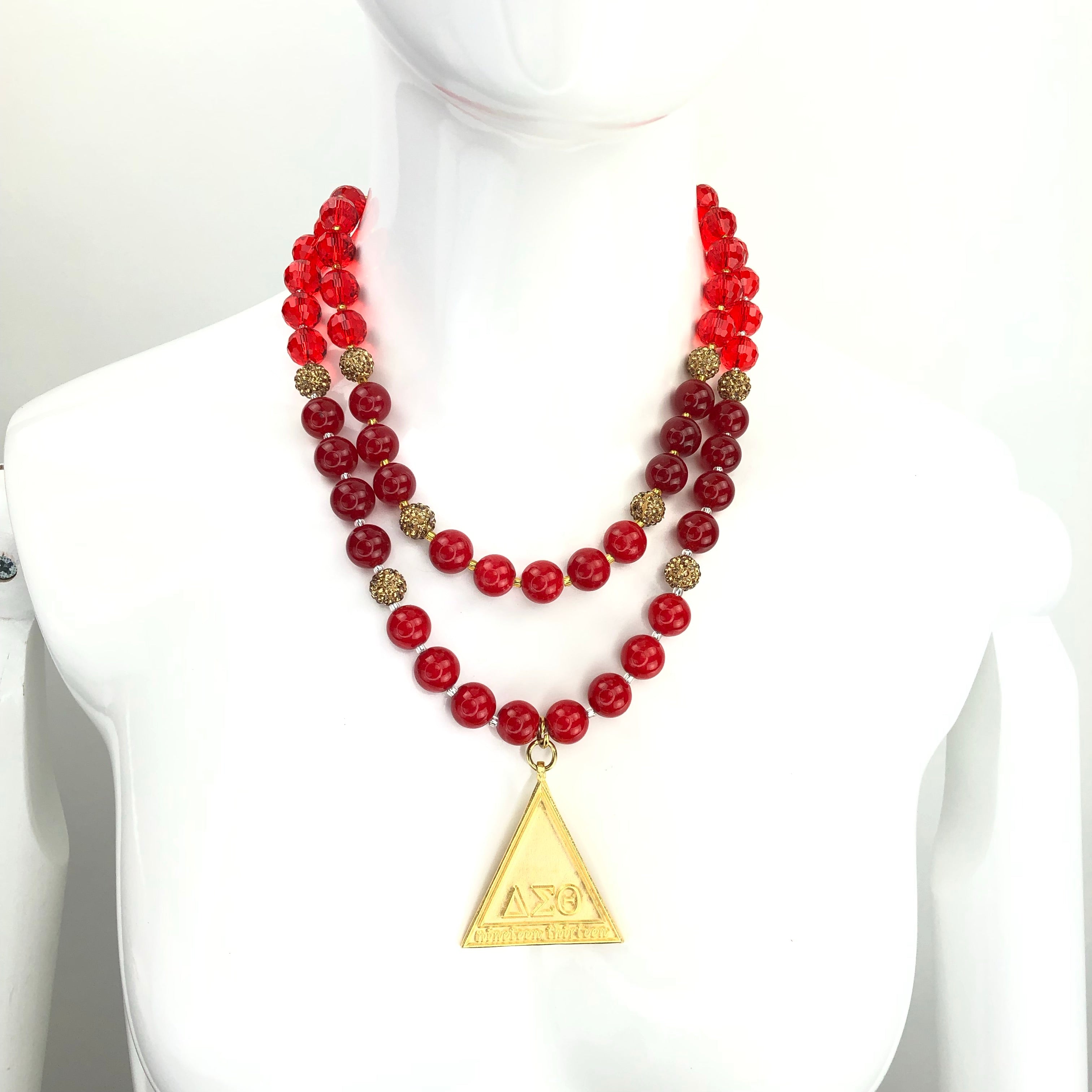 C13144 Delta Delta Necklace Cerese D, Inc. Gold Pyramid 